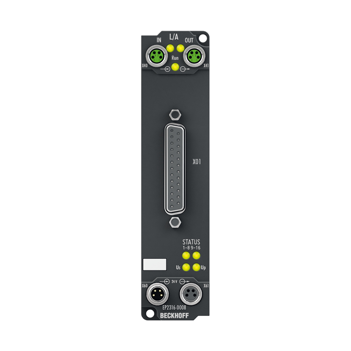 Beckhoff EP2316-0008 EtherCAT Box, 8-channel digital input + 8-channel digital output, 24 V DC, 10 µs, 05 A, D-sub Turkiye