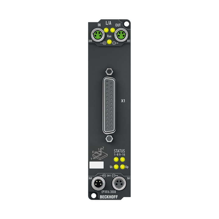 Beckhoff EP1816-3008 EtherCAT Box, 16-channel digital input, 24 V DC, 10 µs, D-sub, 2 x 3-axis accelerometers Turkiye