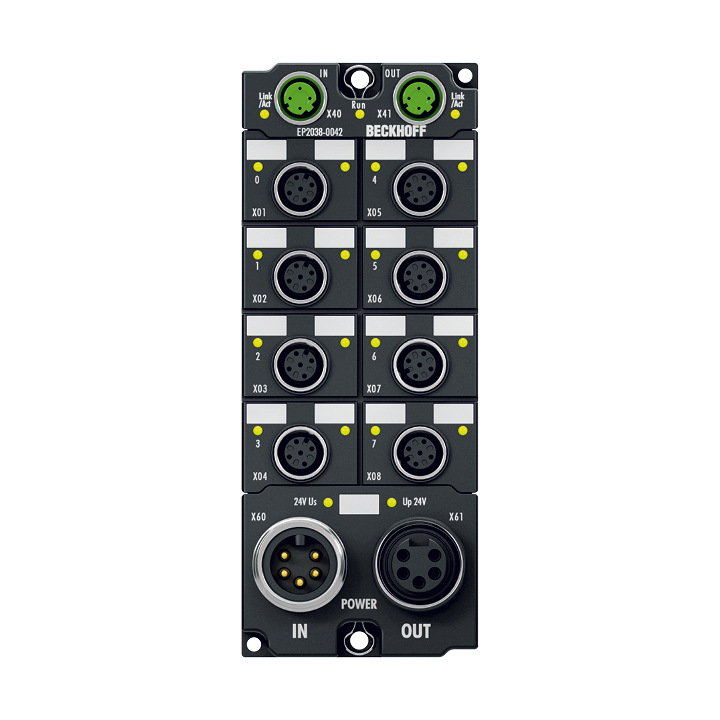 Beckhoff EP2038-0042 EtherCAT Box, 8-channel digital output, 24 V DC, 2 A, M12, with diagnostics Turkiye
