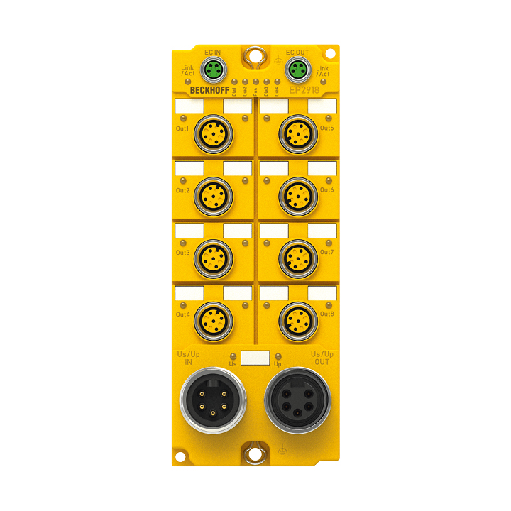 Beckhoff EP2918-0032 EtherCAT Box, 8-channel digital output, 24 V DC, 2 A, M12, TwinSAFE, TwinSAFE Logic Turkiye