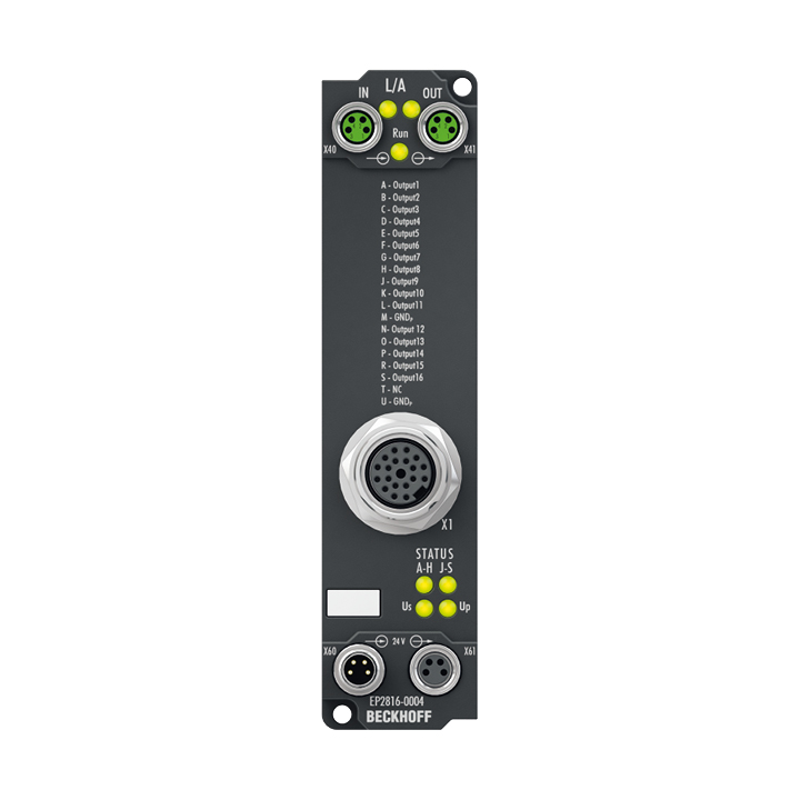 Beckhoff EP2816-0004 EtherCAT Box, 16-channel digital output, 24 V DC, 05 A, M16 Turkiye