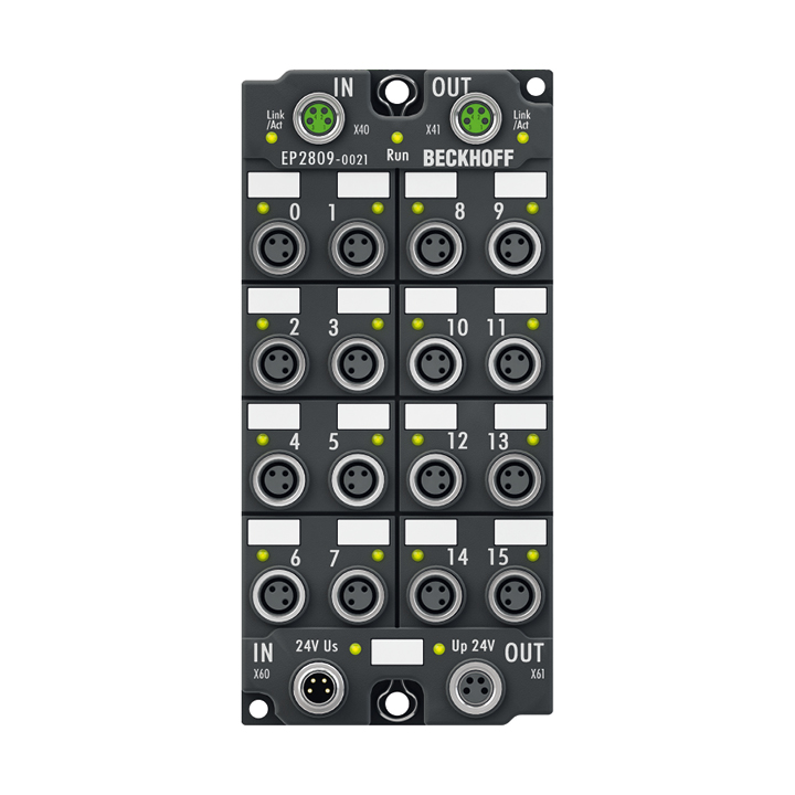 Beckhoff EP2809-0021 EtherCAT Box, 16-channel digital output, 24 V DC, 05 A, M8 Turkiye