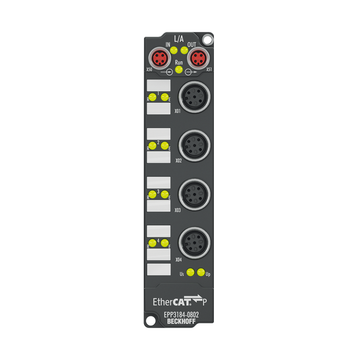 Beckhoff EPP3184-0802 EtherCAT P Box, 4-channel analog input, current, 4…20 mA, 16 bit, single-ended, M12, HART Turkiye