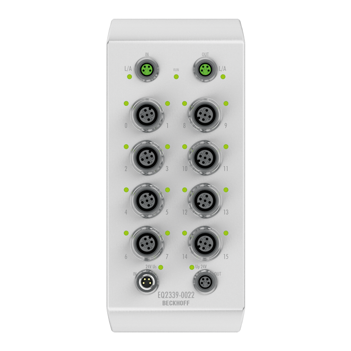 Beckhoff EQ2339-0022 EtherCAT Box, 16-channel digital combi, 24 V DC, 3 ms, 05 A, M12, stainless steel Turkiye