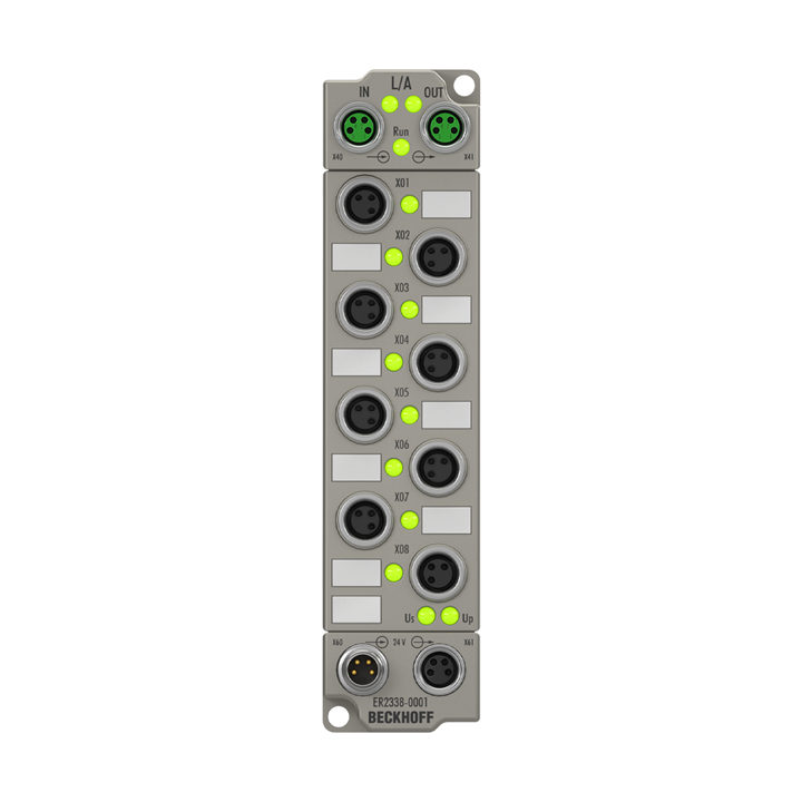 Beckhoff ER2338-1001 EtherCAT Box, 8-channel digital combi, 24 V DC, 3 ms, 05 A, M8, zinc die-cast Turkiye