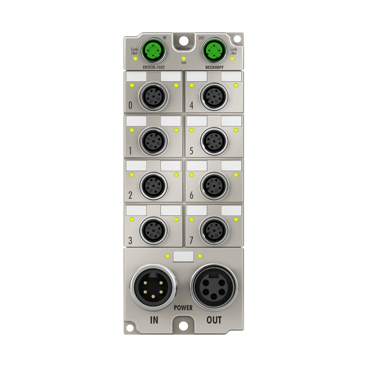 Beckhoff ER2028-1032 EtherCAT Box, 8-channel digital output, 24 V DC, 2 A, M12, zinc die-cast Turkiye