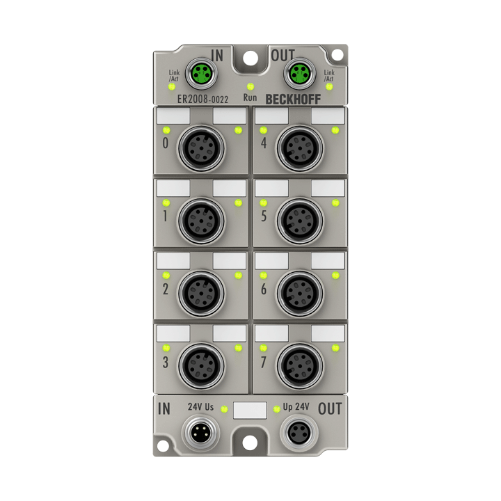 Beckhoff ER2008-0022 EtherCAT Box, 8-channel digital output, 24 V DC, 05 A, M12, zinc die-cast Turkiye