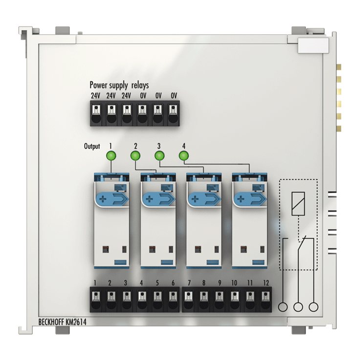 Beckhoff KM2614 Bus Terminal module, 4-channel relay output, 230 V AC, 16 A, manual/autom operation Turkiye