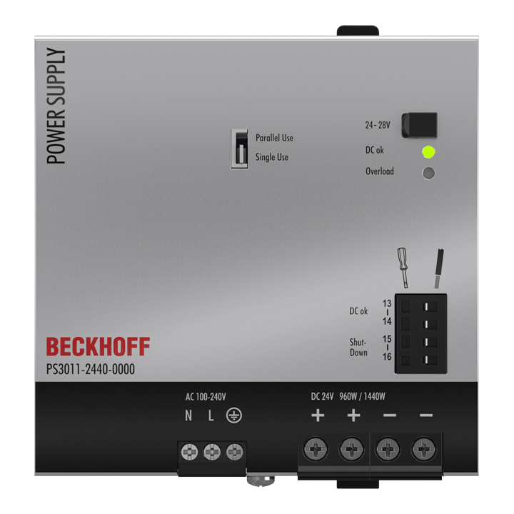 Beckhoff PS3011-2440-0000 Power supply PS3000; output: 24 V DC, 40 A; input: AC 100…240 V, 1-phase Turkiye