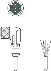 Leuze K-D M12W-5P-5m-PVC Bağlantı kablosu