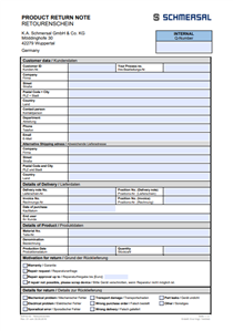 Schmersal general product return note