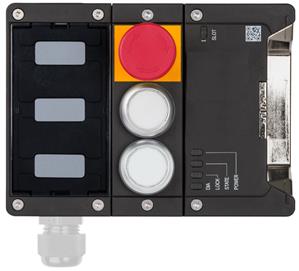 Euchner MGB2-I-BR-U-XB2S0-LB-R-158398 Interlocking module MGB2-I-BR (2 pushbuttons, emergency stop, door hinge on right) Turkiye