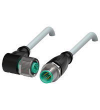 Pepperl+Fuchs V1-W-2M-PUR-V1-G Cordset M12 socket angled to M12 plug straight A-coded, 4-pin, PUR cable grey
