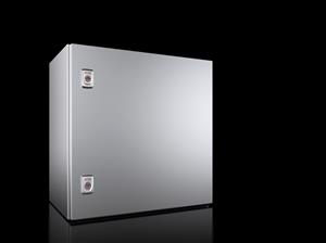 Rittal AX 1013.000 AX kompakt pano, GYD: 500x500x300 mm, paslanmaz çelik 14301, montaj plakalı, tek kapılı, iki mandallı kilit