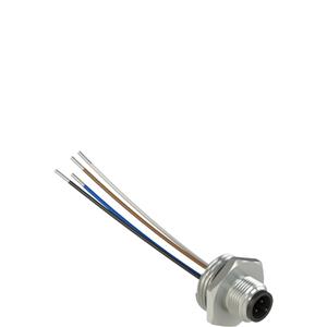 Pizzato VF CNM4MM M12 metallic male wired connector, 4 poles, for M20 threads