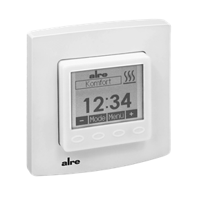 Alre HTRRUu210.021#21/V2 Room/underfloor temperature controller with timer, flush-mounted, alre frame, cover 50x50mm, pure white, gloss