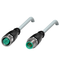 Pepperl+Fuchs V1-G-40M-PUR-ABG-V1-G Cordset M12 socket straight to M12 plug straight A-coded, 4-pin, PUR cable grey, shielded