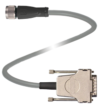 Pepperl+Fuchs V1-G-5M-PUR-ABG-SUBD15 Adapter cable M12 socket straight A-coded 4-pin to Sub-D-plug 15-pin, PUR cable grey, shielded