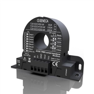 Seneca T201DCH50-M AC/DC contactless TRMS current (± 50 A) transducer, Hall Effect with 010 V AO and ModBUS interface