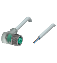 Pepperl+Fuchs V1-W-E2/E3-20M-PUR Female cordset single-ended M12 angled A-coded, LED 4-pin bridged, PUR cable 3-core grey