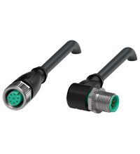 Pepperl+Fuchs V19-G-BK2M-PUR-U-V19-W Cordset M12 socket straight to M12 plug angled A-coded, 8-pin, PUR cable black, UL approved