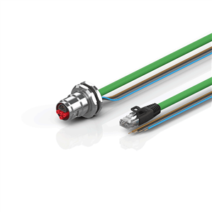 Beckhoff ZK7224-BU00-Axxx B17, ENP cable, PUR, 4 x 15 mm² + (1 x 4 x AWG22), drag chain suitable, key 1 (2 x 24 V DC)