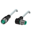 Pepperl+Fuchs V1-G-10M-PUR-ABG-V1-W Cordset M12 socket straight to M12 plug angled A-coded, 4-pin, PUR cable grey, shielded