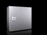 Rittal AX 1003.000 AX kompakt pano, GYD: 300x300x210 mm, paslanmaz çelik 14301, montaj plakalı, tek kapılı, bir mandallı kilit