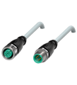 Pepperl+Fuchs V1-G-2M-PUR-ABG-V1-G Cordset M12 socket straight to M12 plug straight A-coded, 4-pin, PUR cable grey, shielded