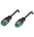Pepperl+Fuchs V1-G-42-BK0,3M-PUR-V1-G Cordset M12 socket straight to M12 plug straight A-coded, 4-pin crossed, PUR cable black