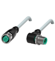 Pepperl+Fuchs V1-G-5M-PVC-V1-W Cordset M12 socket straight to M12 plug angled A-coded, 4-pin, PVC cable grey
