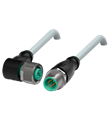 Pepperl+Fuchs V1-W-20M-PUR-V1-G Cordset M12 socket angled to M12 plug straight A-coded, 4-pin, PUR cable grey