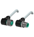 Pepperl+Fuchs V1-W-2M-PUR-ABG-V1-W Cordset M12 socket angled to M12 plug angled A-coded, 4-pin, PUR cable grey, shielded