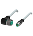 Pepperl+Fuchs V1-W-2M-PUR-V31-GM Cordset M8 socket angled to M12 plug straight A-coded, 4-pin, PUR cable grey