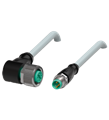 Pepperl+Fuchs V11-W-10M-PUR-V3-GM Cordset M12 socket angled to M8 plug straight A-coded, 3-pin, PUR cable grey