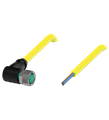 Pepperl+Fuchs V3-WM-YE2M-PVC-U Female cordset single-ended M8 angled A-coded, 3-pin, PVC cable yellow, UL approved