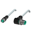 Pepperl+Fuchs V31-GM-10M-PVC-V11-W Cordset M8 socket straight A-coded 4-pin to M12 plug angled A-coded 3-pin, PVC cable grey